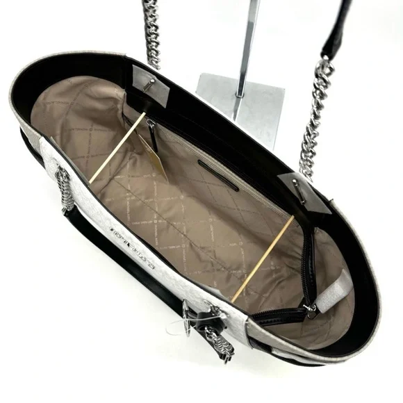 Michael Kors Large Jet Set Travel Chain Shoulder Bag Optic White Multi - Picture 9 of 11